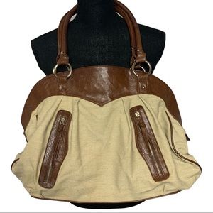 vintage | tan canvas hobo bag